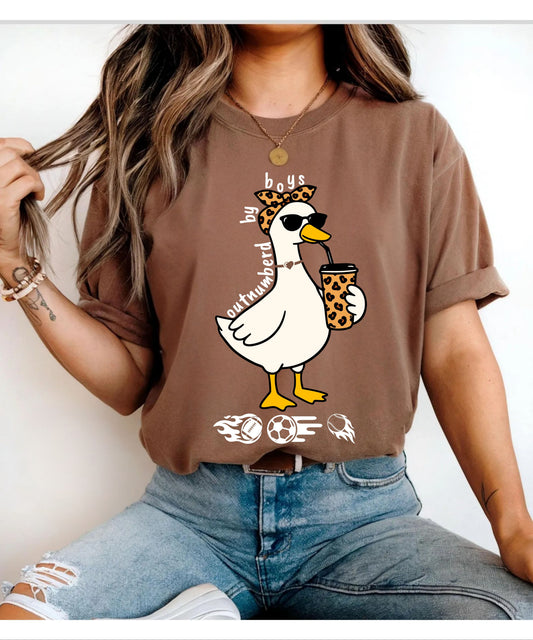 Comfort Colors funny boy mom goose shirt in espresso — garment dyed graphic tee
