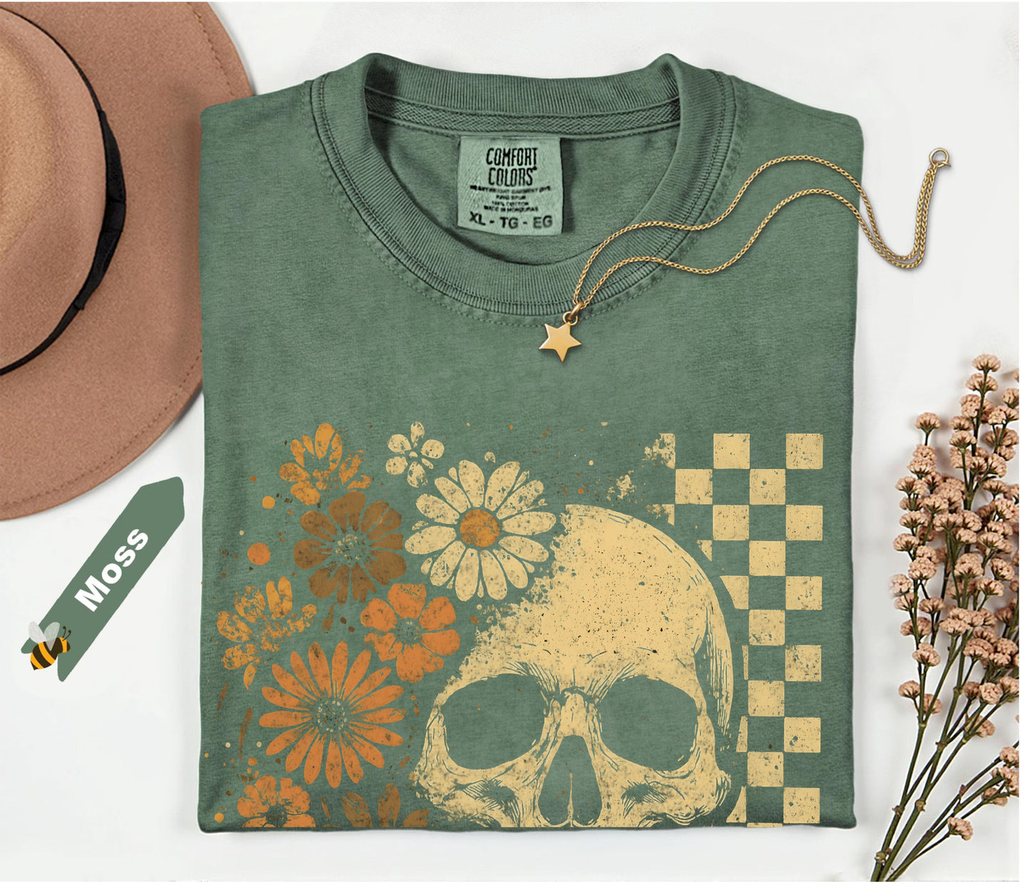 Skull & Daisies Halloween Graphic T-Shirt