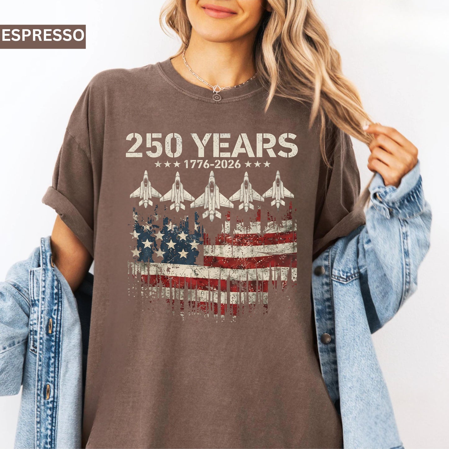 250 Years 1776–2026 American Flag shirt