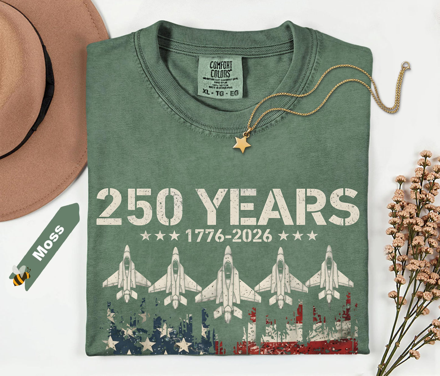 250 Years 1776–2026 American Flag shirt