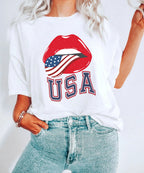USA Flag Lip Graphic T-Shirt
