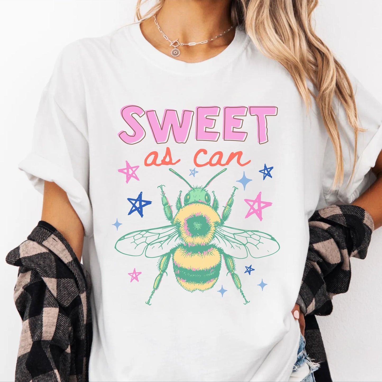 Sweet As Can Bee T-Shirt in White color– garment-dyed heavyweight graphic tee