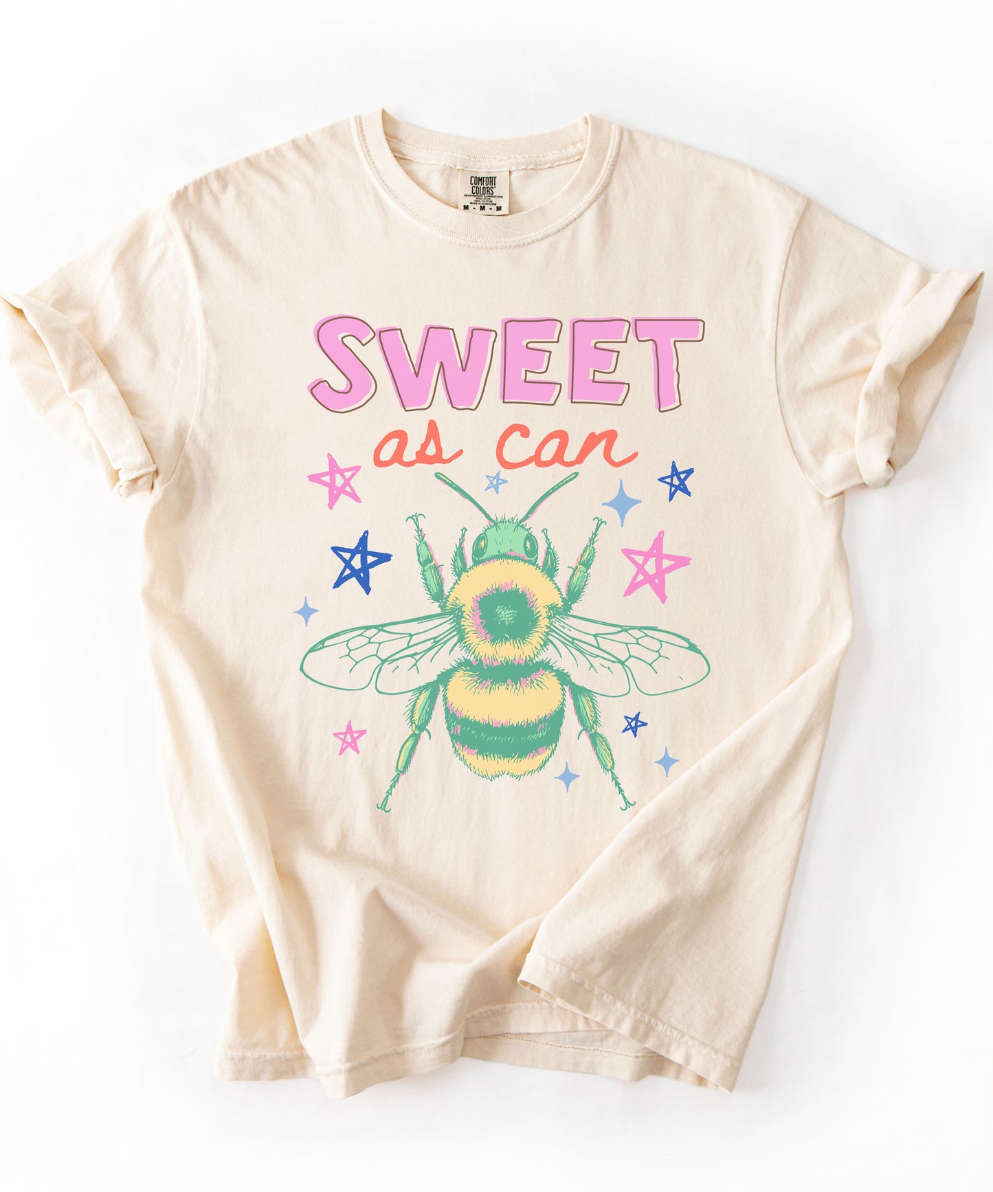 Sweet As Can Bee T-Shirt in Ivory color – garment-dyed heavyweight graphic tee