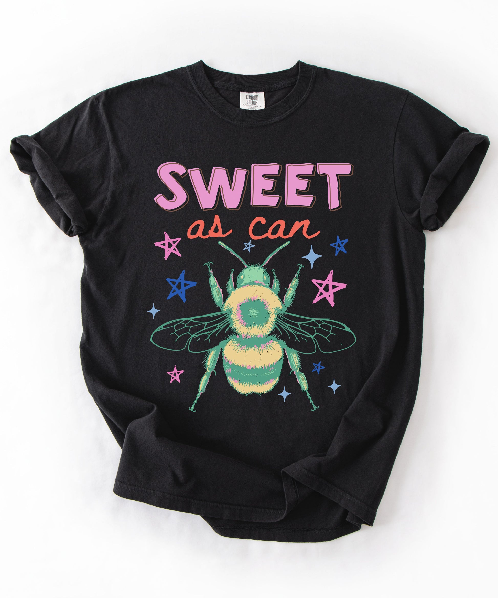 Sweet As Can Bee T-Shirt in Black – garment-dyed heavyweight graphic tee