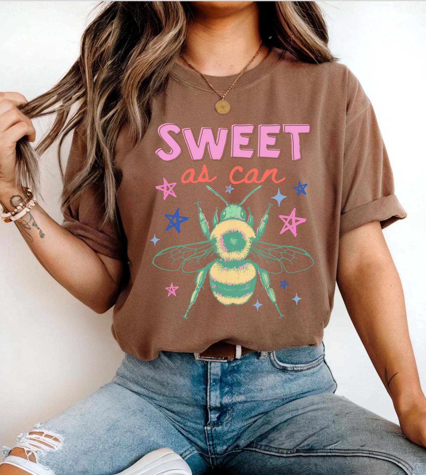 Sweet As Can Bee T-Shirt in Espresso – garment-dyed heavyweight graphic tee