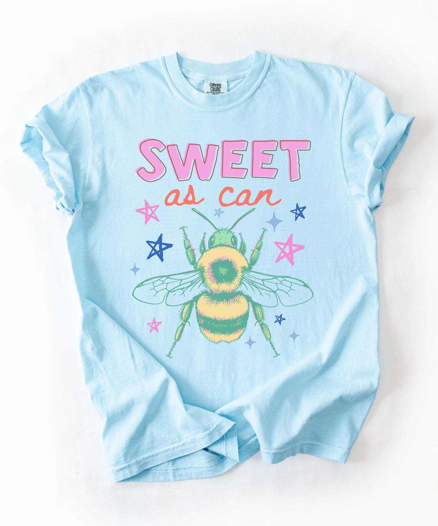 Sweet As Can Bee T-Shirt in Chambray color – garment-dyed heavyweight graphic tee