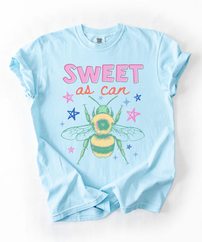 Sweet As Can Bee T-Shirt in Chambray color – garment-dyed heavyweight graphic tee