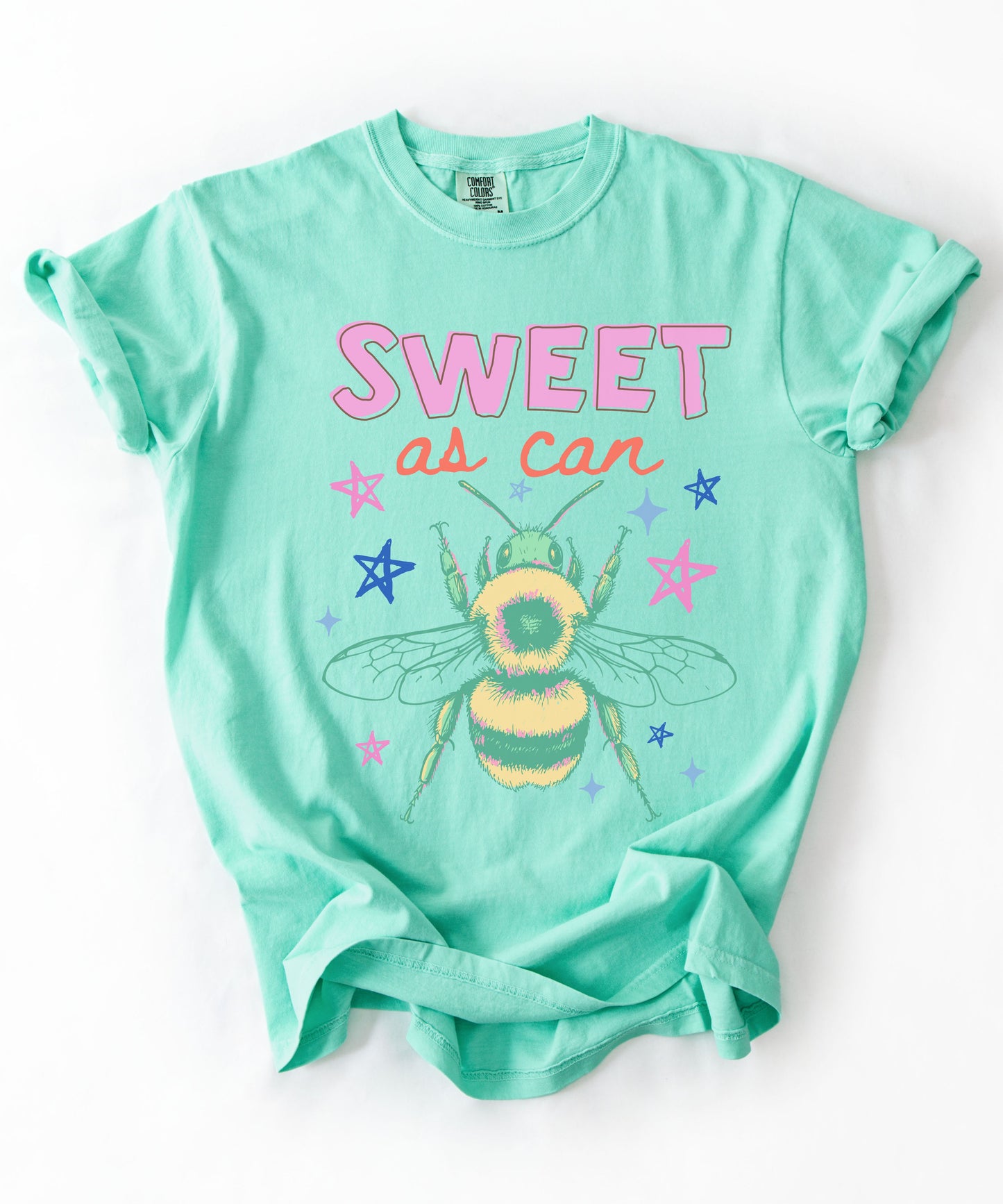 Sweet As Can Bee T-Shirt in Island Reef color – garment-dyed heavyweight graphic tee