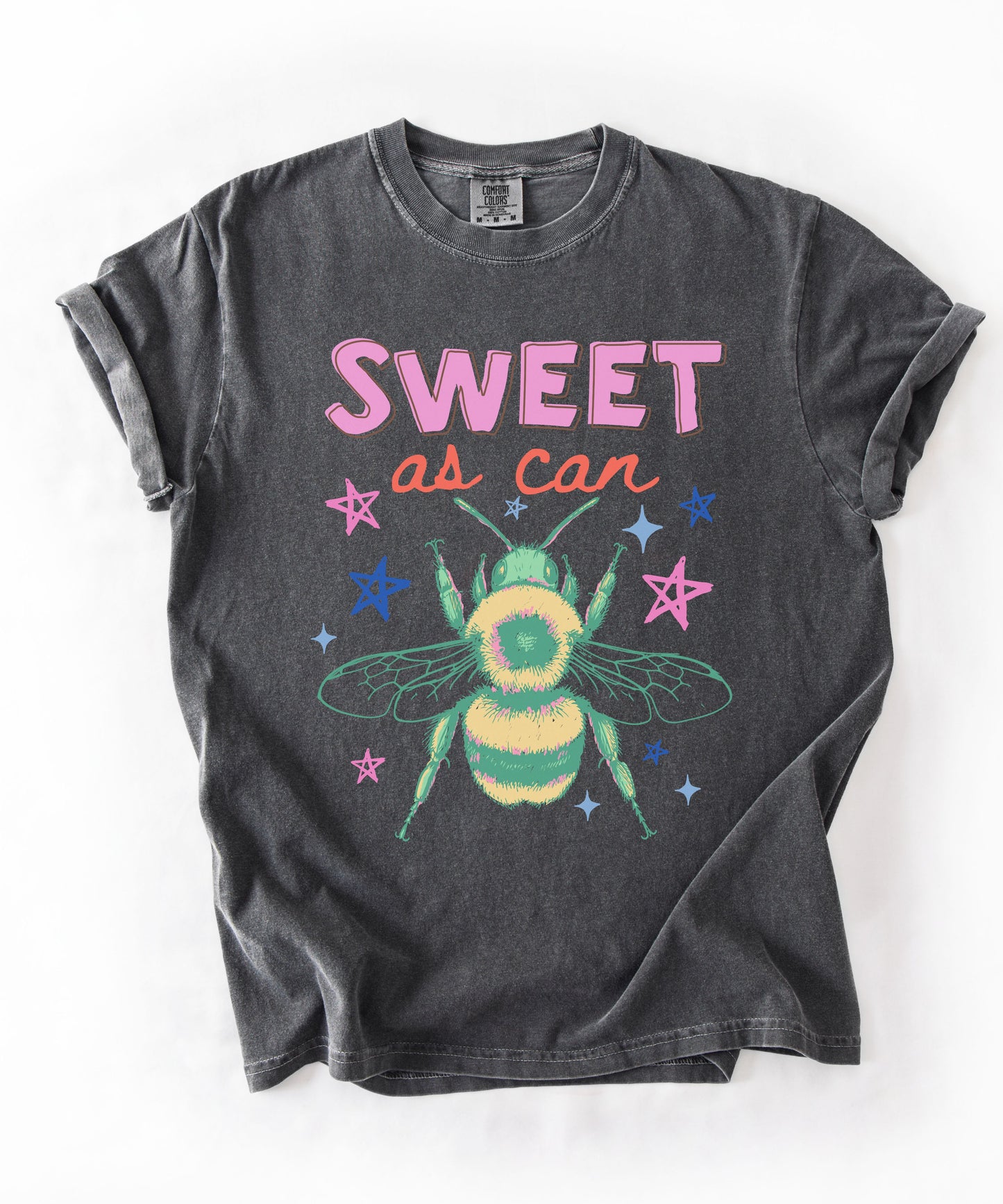 Sweet As Can Bee T-Shirt in Pepper color – garment-dyed heavyweight graphic tee