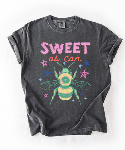 Sweet As Can Bee T-Shirt in Pepper color – garment-dyed heavyweight graphic tee