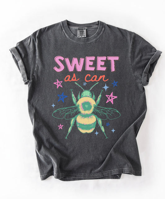 Sweet As Can Bee T-Shirt in Pepper color – garment-dyed heavyweight graphic tee