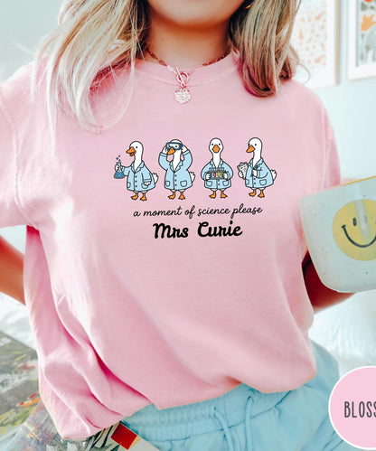 Personalized science goose t-shirt in Blossom — funny lab illustration tee	