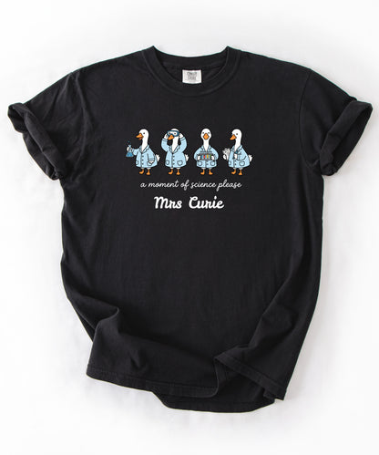 Personalized science goose t-shirt in Black — funny lab illustration tee	