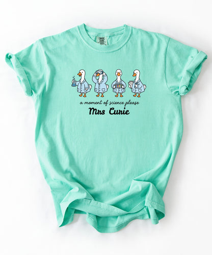 Personalized science goose t-shirt in island reef — funny lab illustration tee	