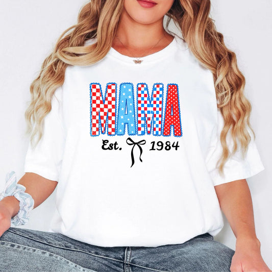 Personalized Mama Est. 1984 Patriotic Graphic T-Shirt