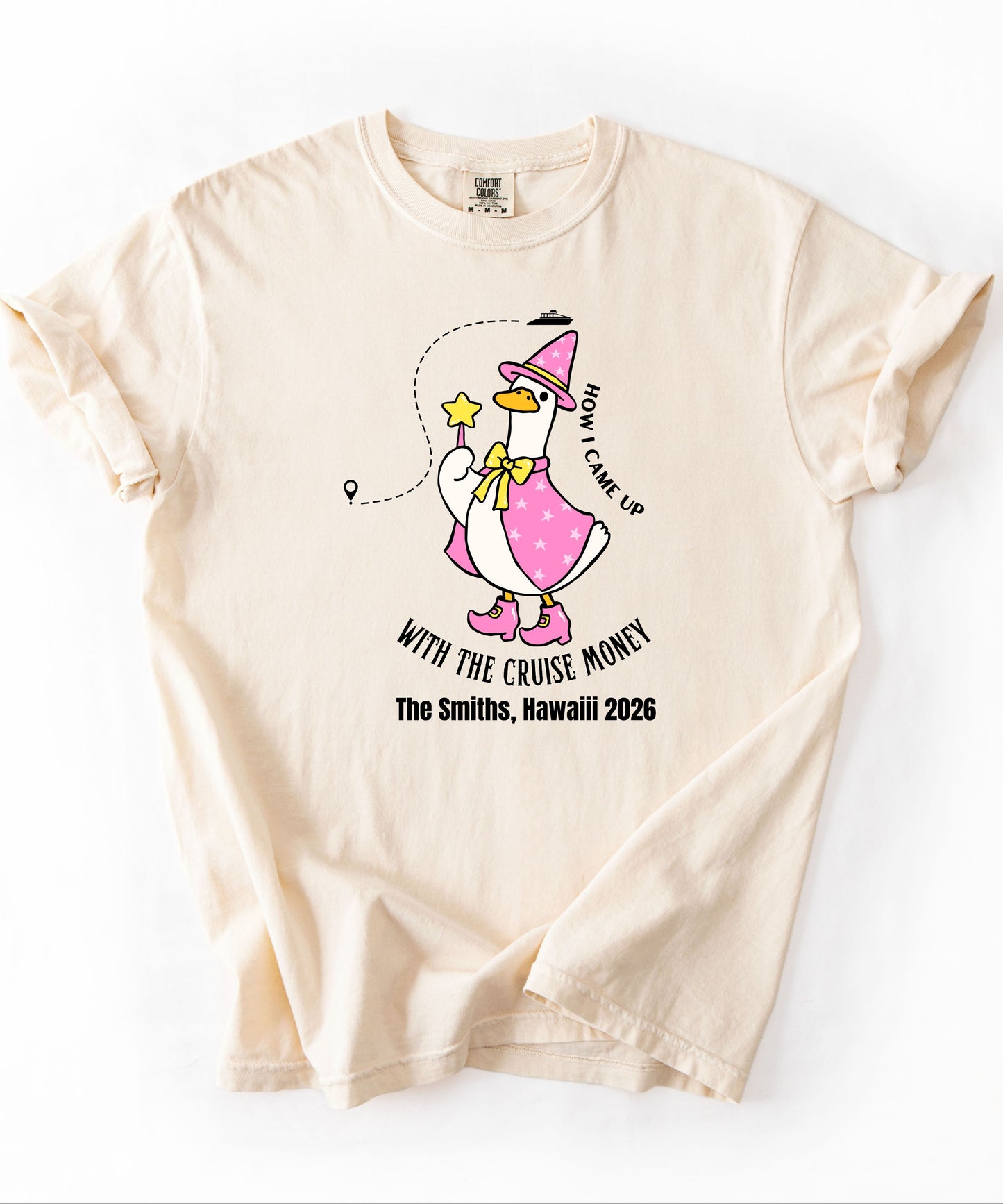 Silly Goose Cruise Money T-Shirt in Ivory — funny cruise graphic tee, garment-dyed Comfort Colors 1717
