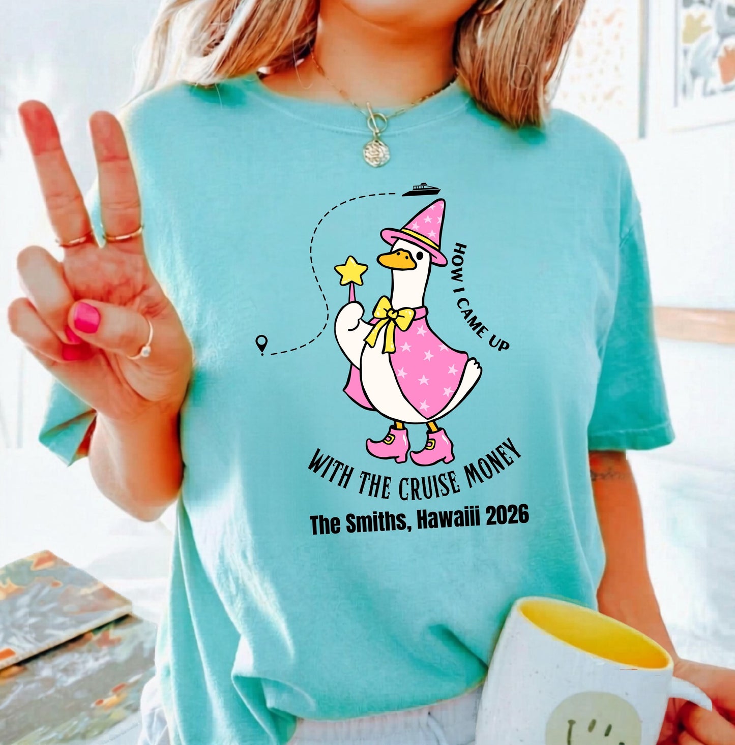 Silly Goose Cruise Money T-Shirt in Chalky Mint — funny cruise graphic tee, garment-dyed Comfort Colors 1717

