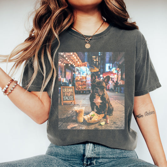 French Bulldog Taco & Iced Coffee Shirt in Pepper