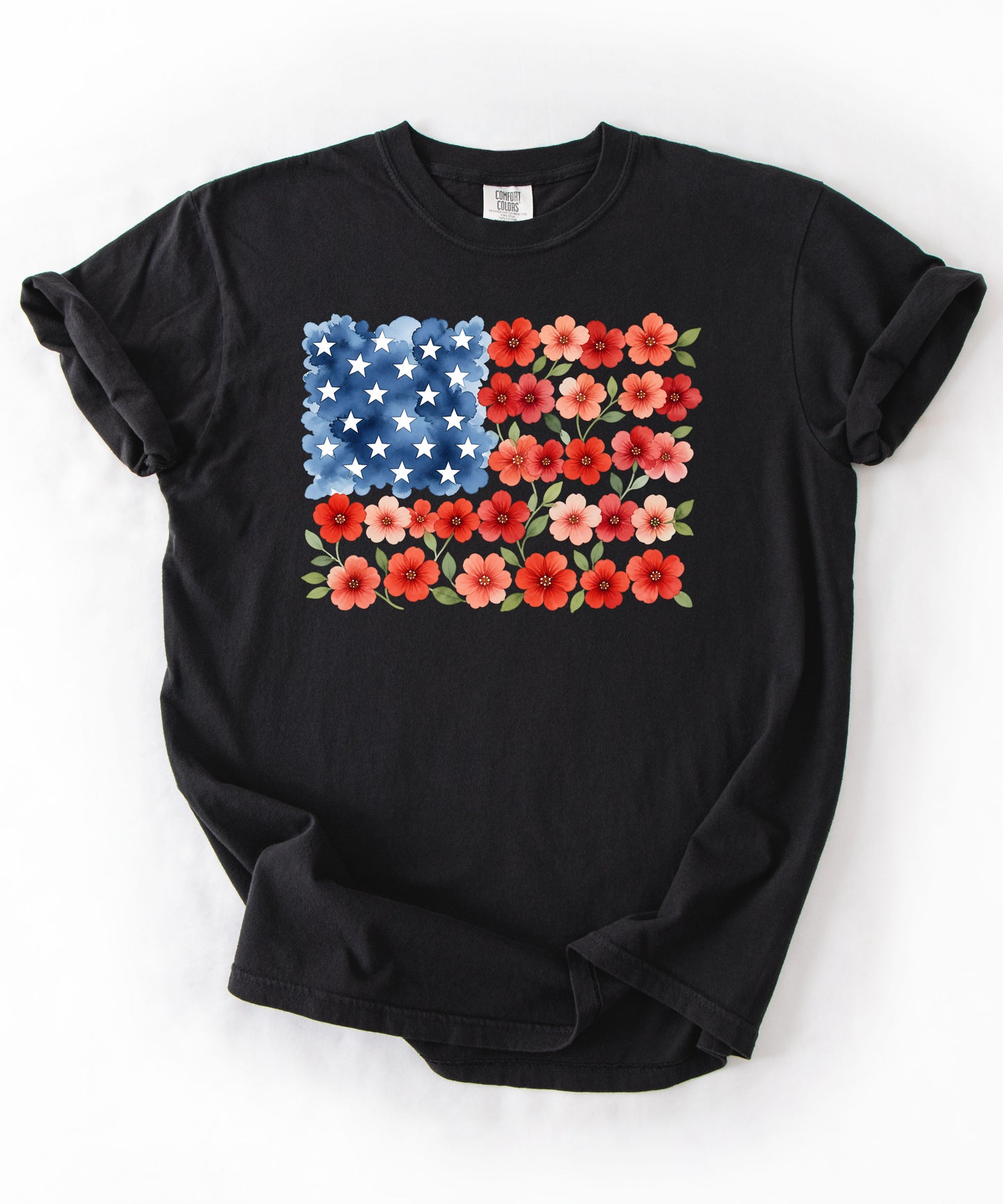 American Floral Flag T-Shirt