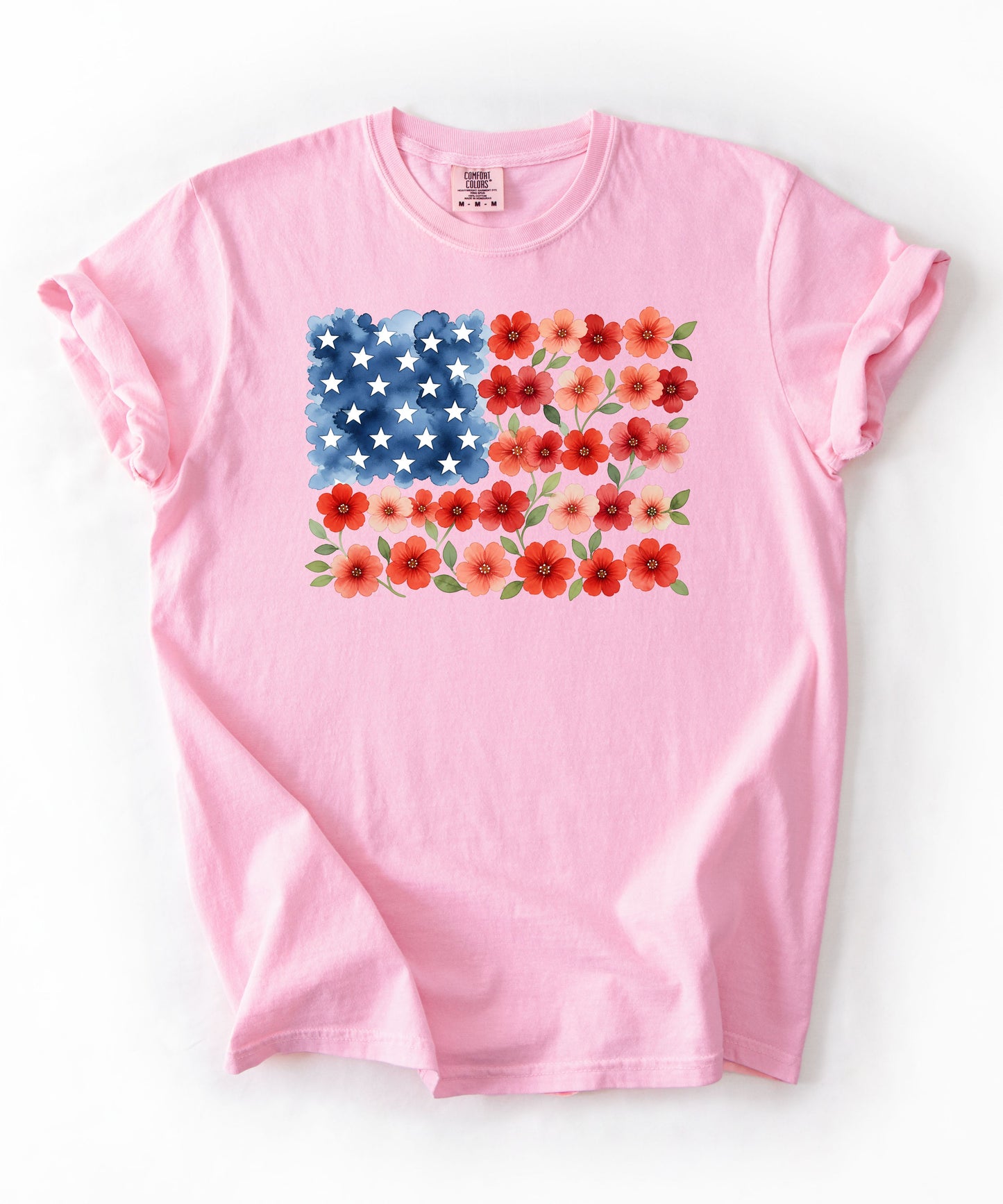 American Floral Flag T-Shirt