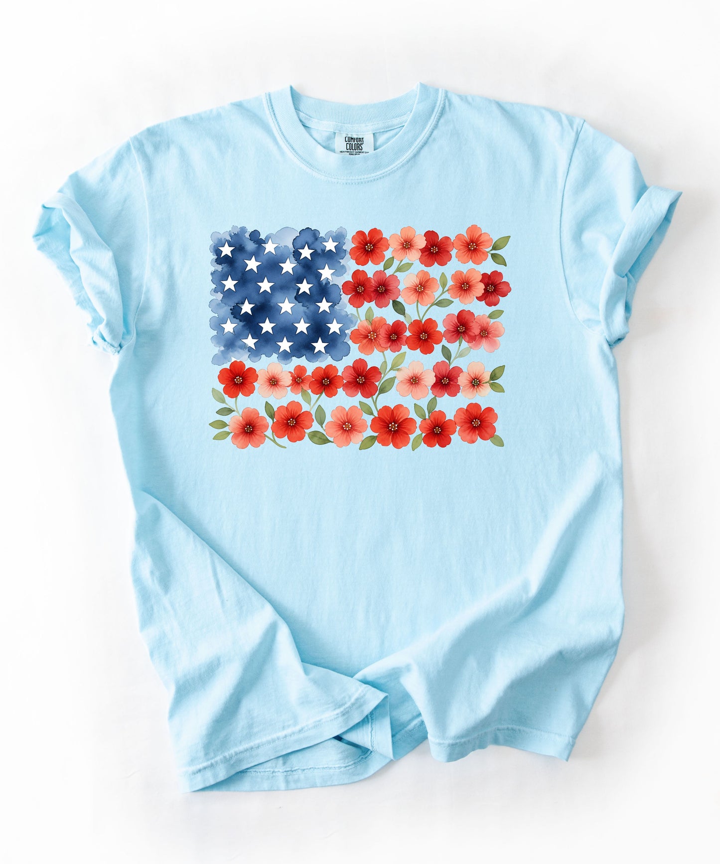 American Floral Flag T-Shirt