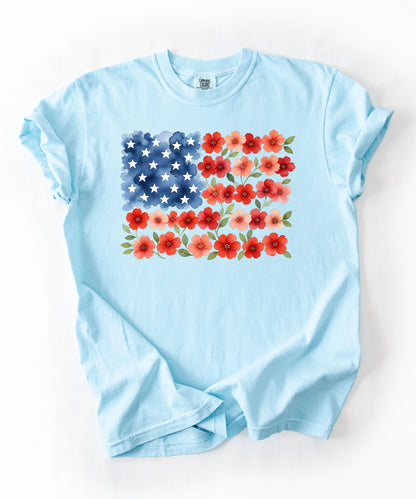 American Floral Flag T-Shirt