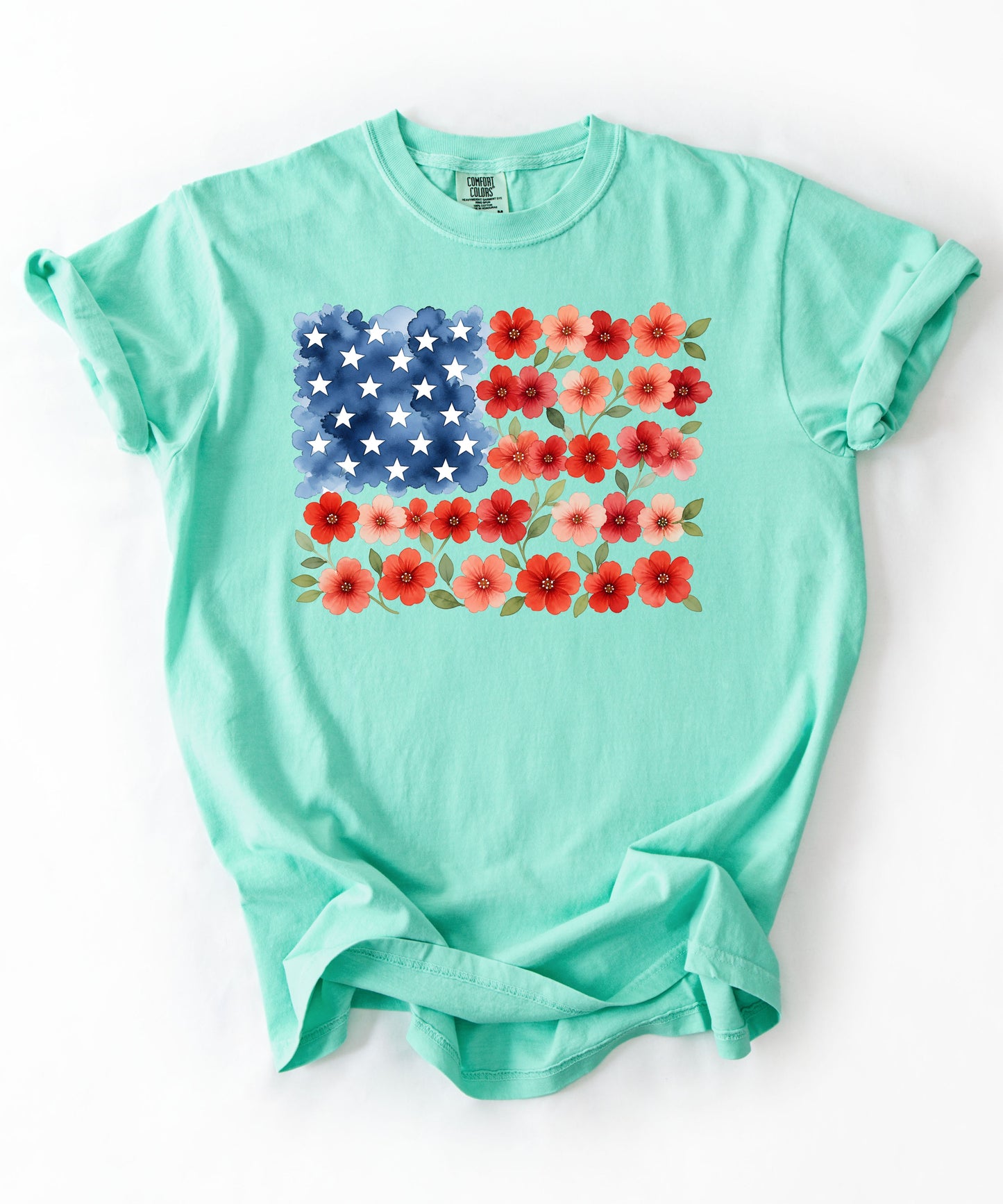 American Floral Flag T-Shirt