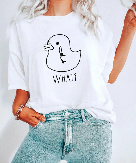 Silly Goose WHAT? Graphic T-Shirt in WHITE — funny garment dyed goose meme tee