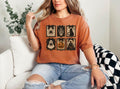 Vintage Halloween Faux Patchwork T-Shirt — Spooky Stamp Graphic Tee