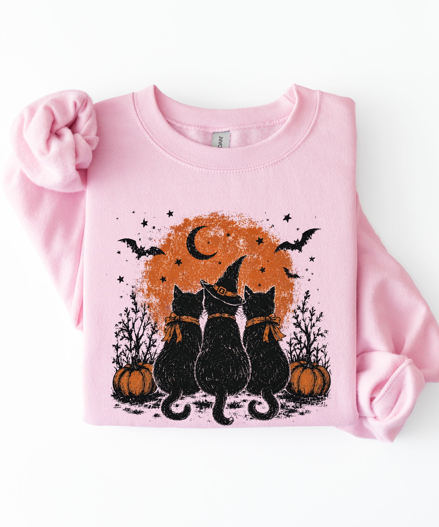 Halloween Black Cats Crewneck Sweatshirt — Moonlit Pumpkin Night