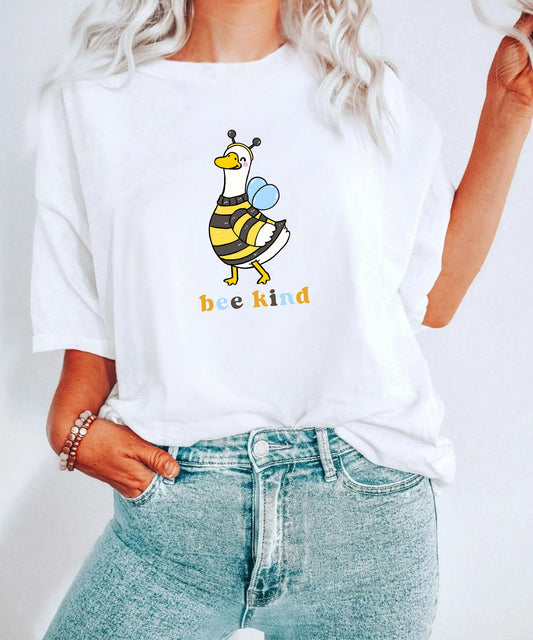 Bee Kind Silly Goose T-Shirt in White — funny bee costume graphic tee