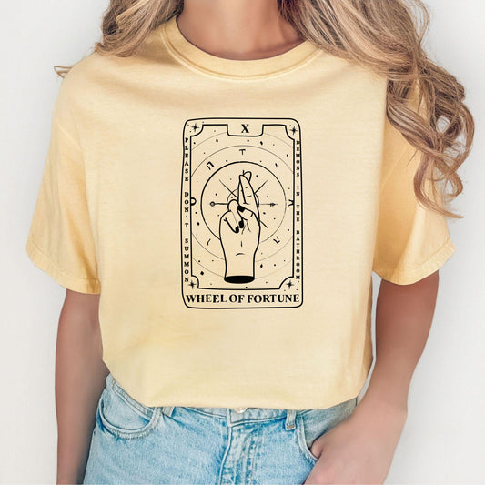 Wheel of Fortune Tarot T-Shirt Do Not Summon Demons in the Bathroom – Butter