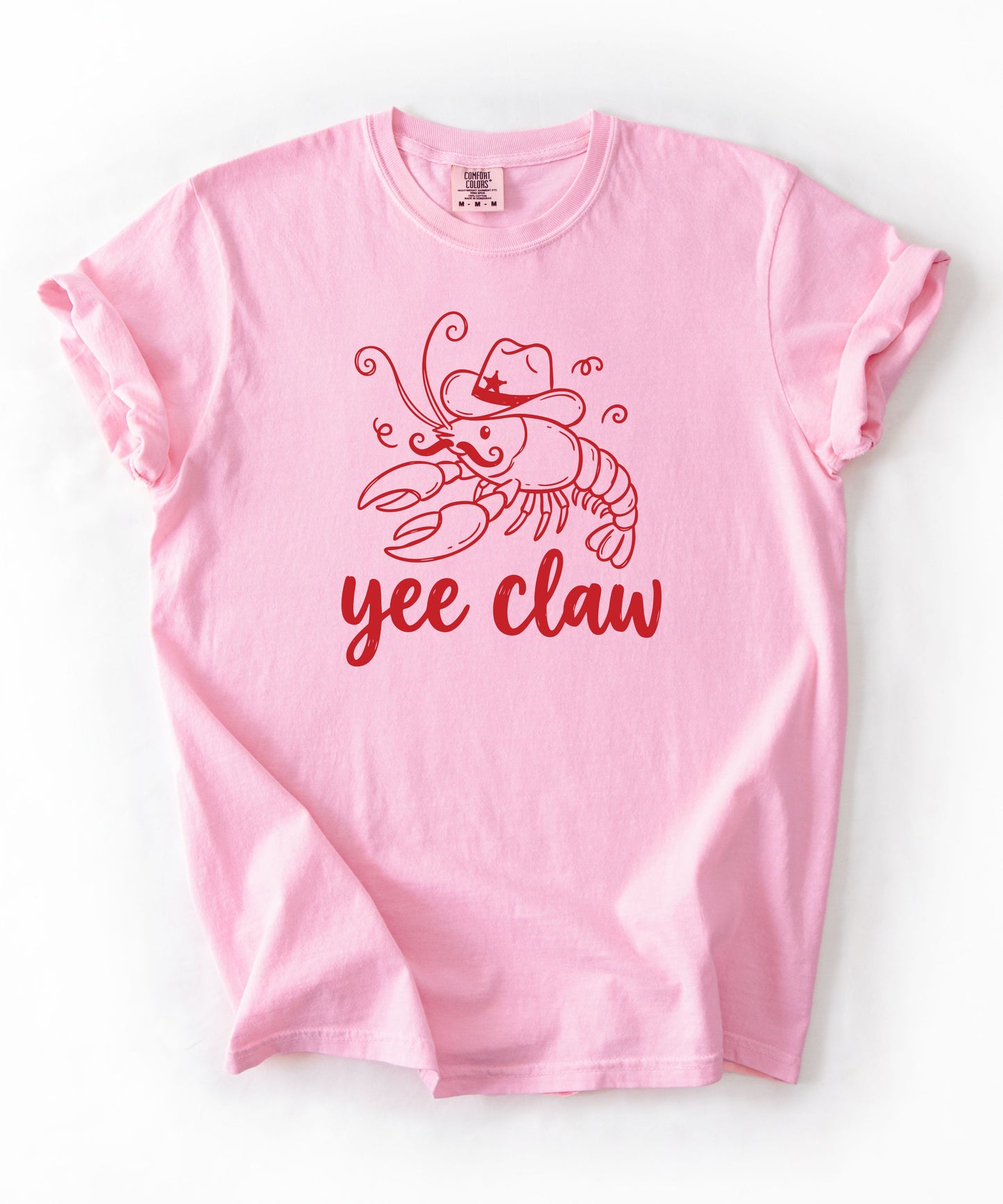 Yee Claw lobster cowboy graphic tee in Blossom — Comfort Colors garment-dyed summer shirt