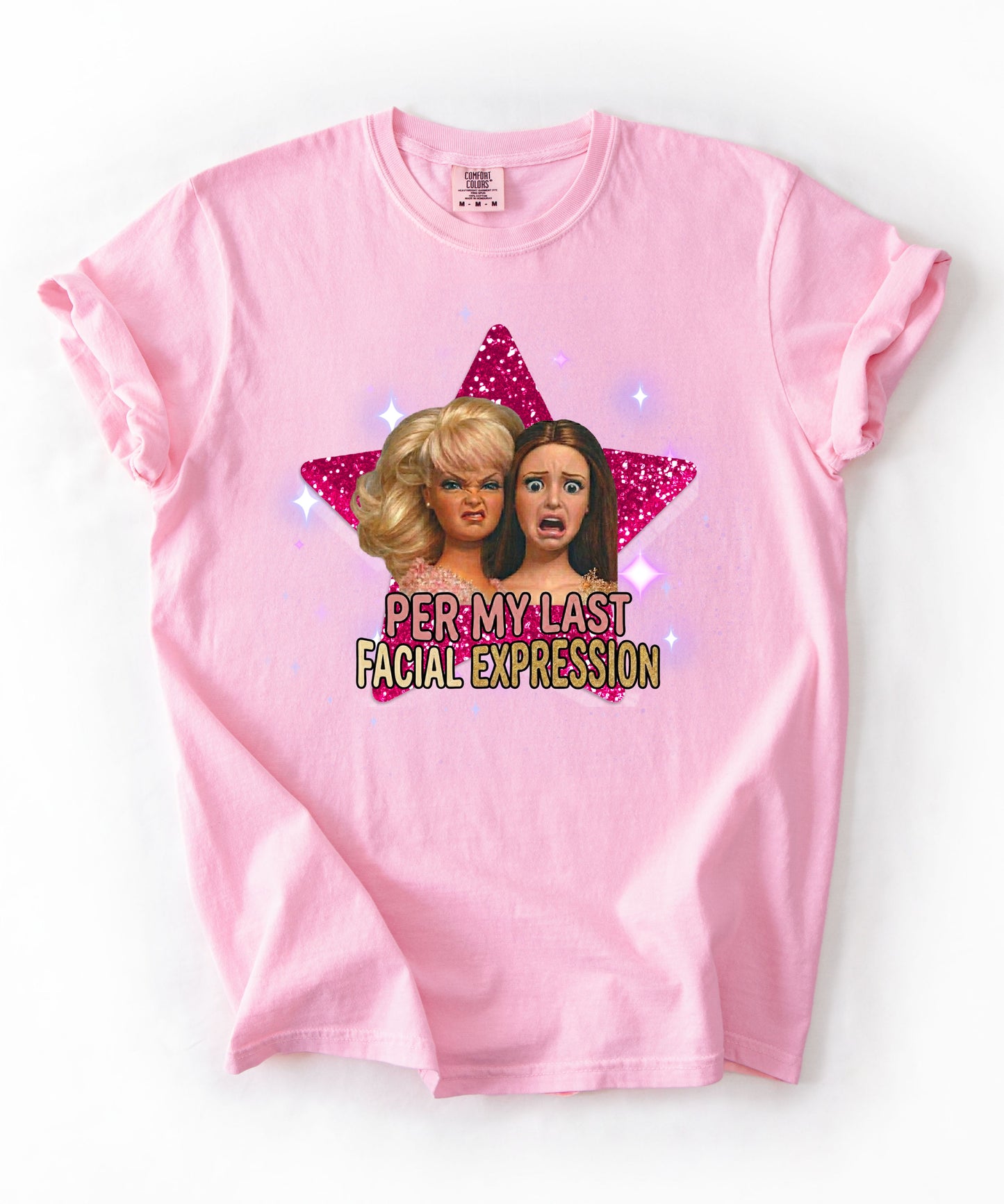 Per My Last Facial Expression vintage doll tee in Blossom— sarcastic funny graphic shirt