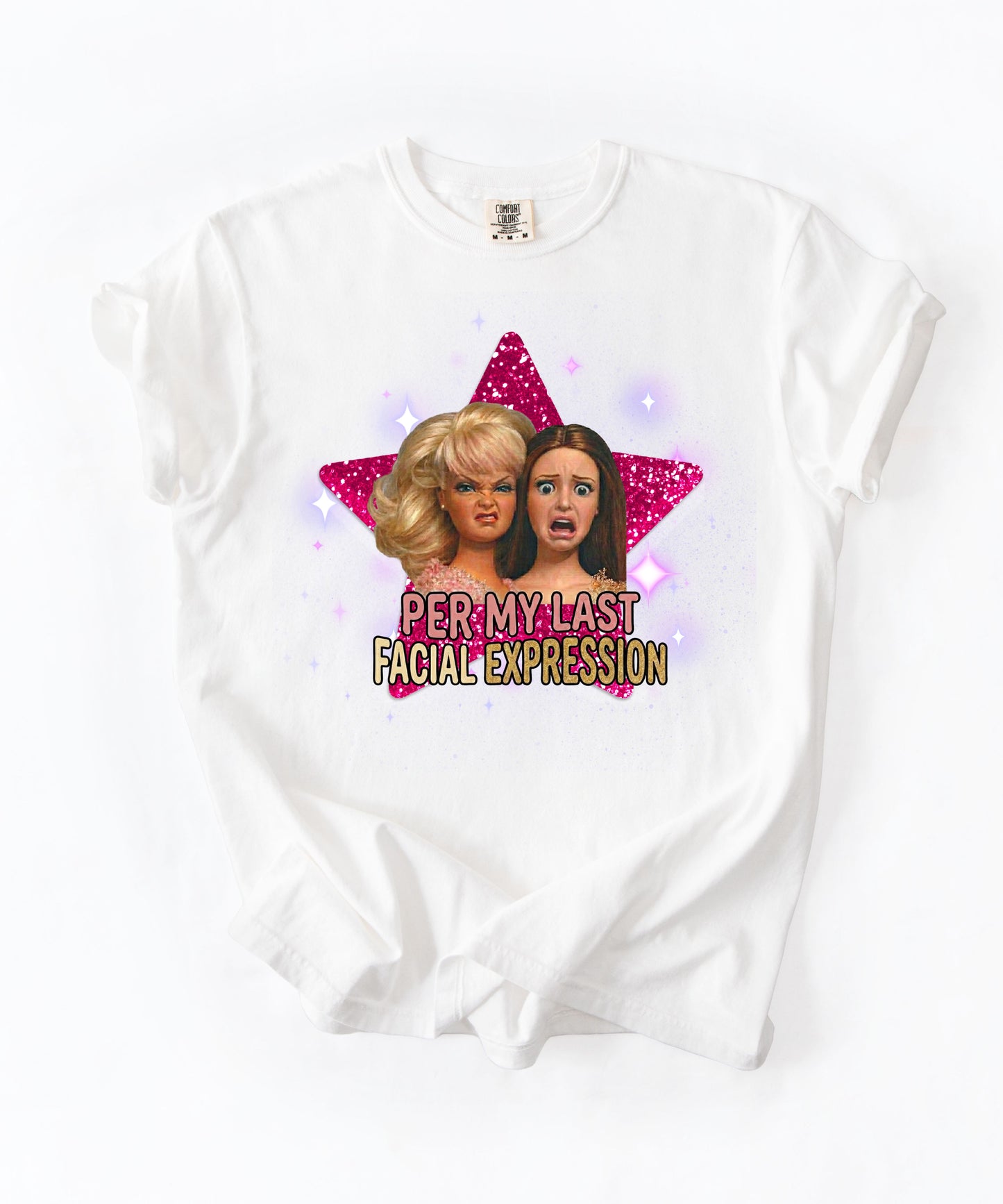 Per My Last Facial Expression vintage doll tee in White — sarcastic funny graphic shirt