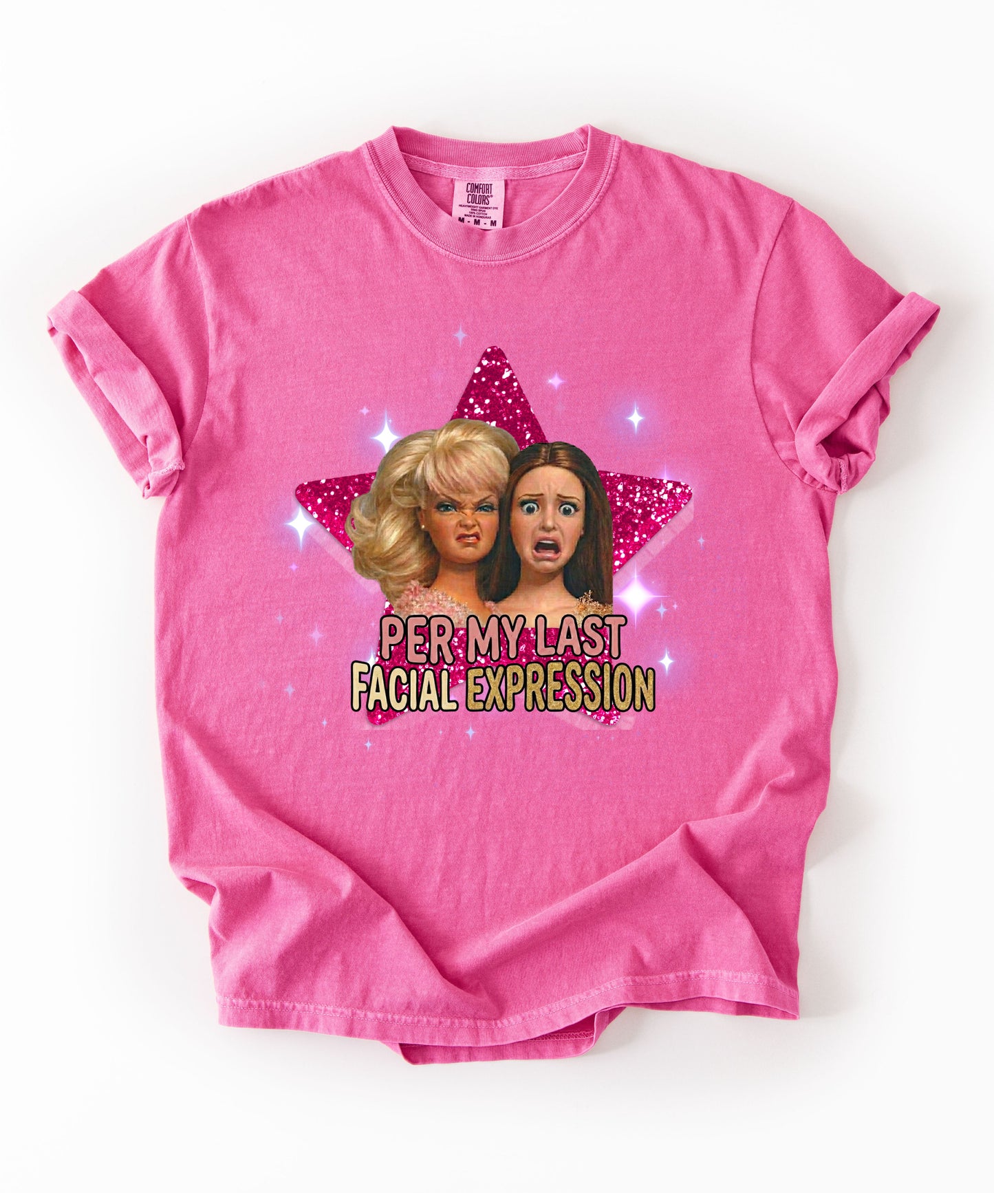Per My Last Facial Expression vintage doll tee in Crunchberry— sarcastic funny graphic shirt