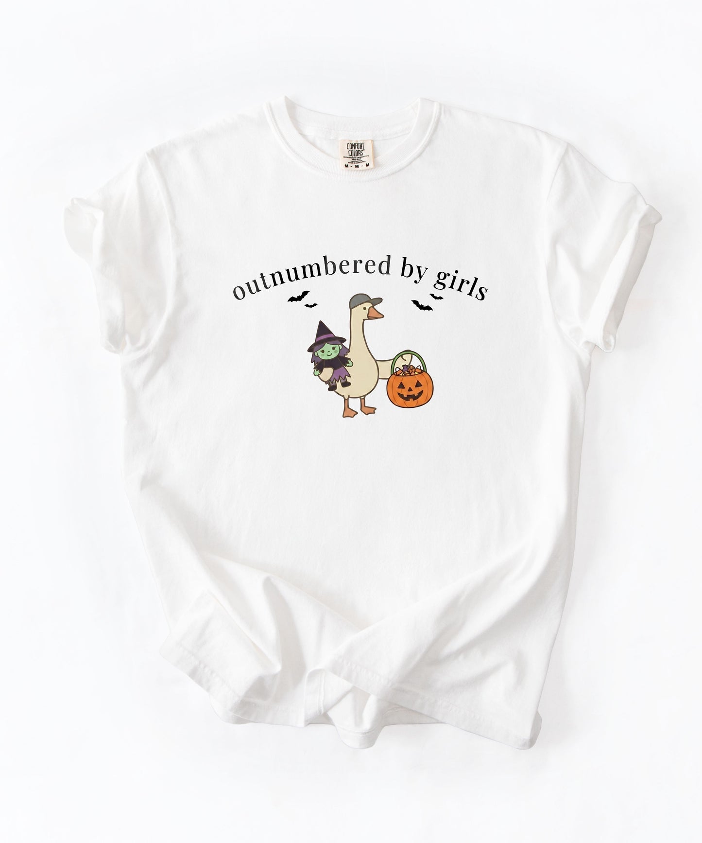 Silly Goose Outnumbered by Girls Halloween graphic tee in White – GodaStudio