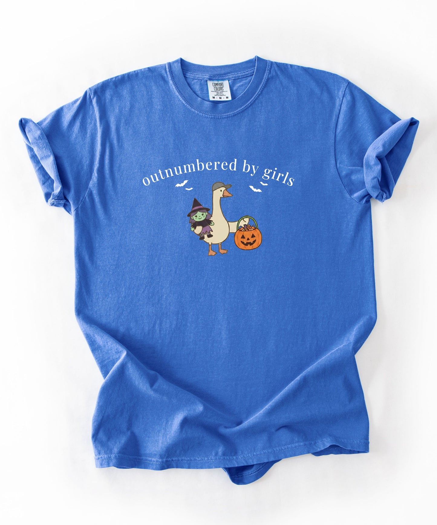 Silly Goose Outnumbered by Girls Halloween graphic tee in Flo Blue – GodaStudio