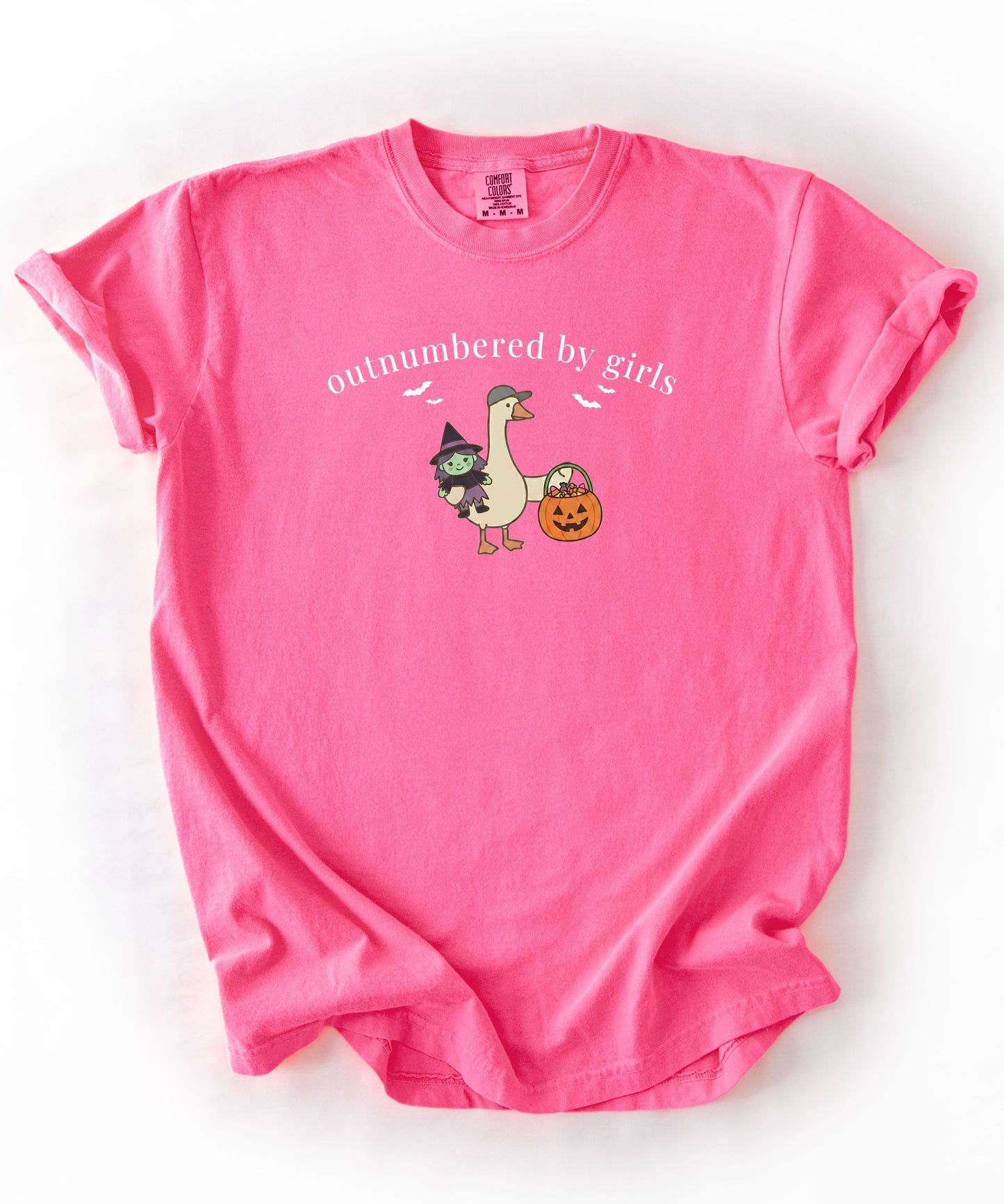 Silly Goose Outnumbered by Girls Halloween graphic tee in Neon pink – GodaStudio