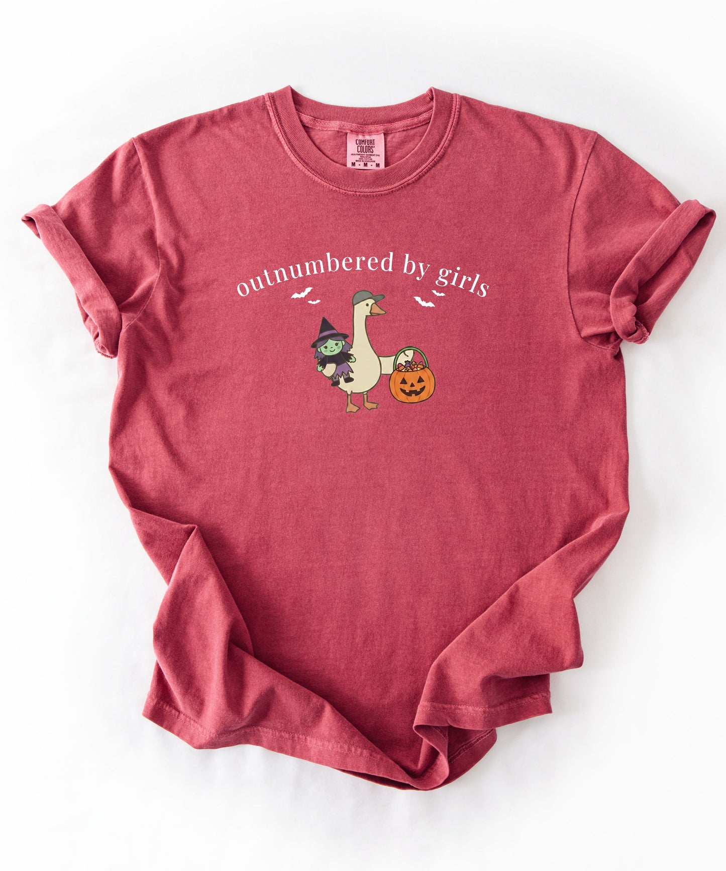Silly Goose Outnumbered by Girls Halloween graphic tee in Crimson – GodaStudio