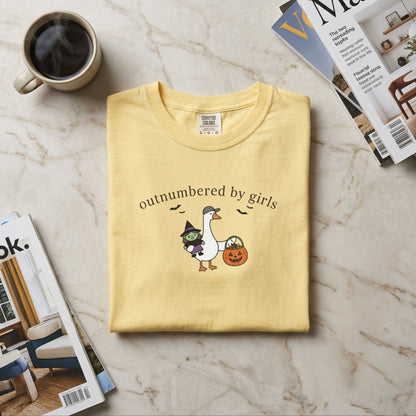 Silly Goose Outnumbered by Girls Halloween graphic tee in Butter – GodaStudio