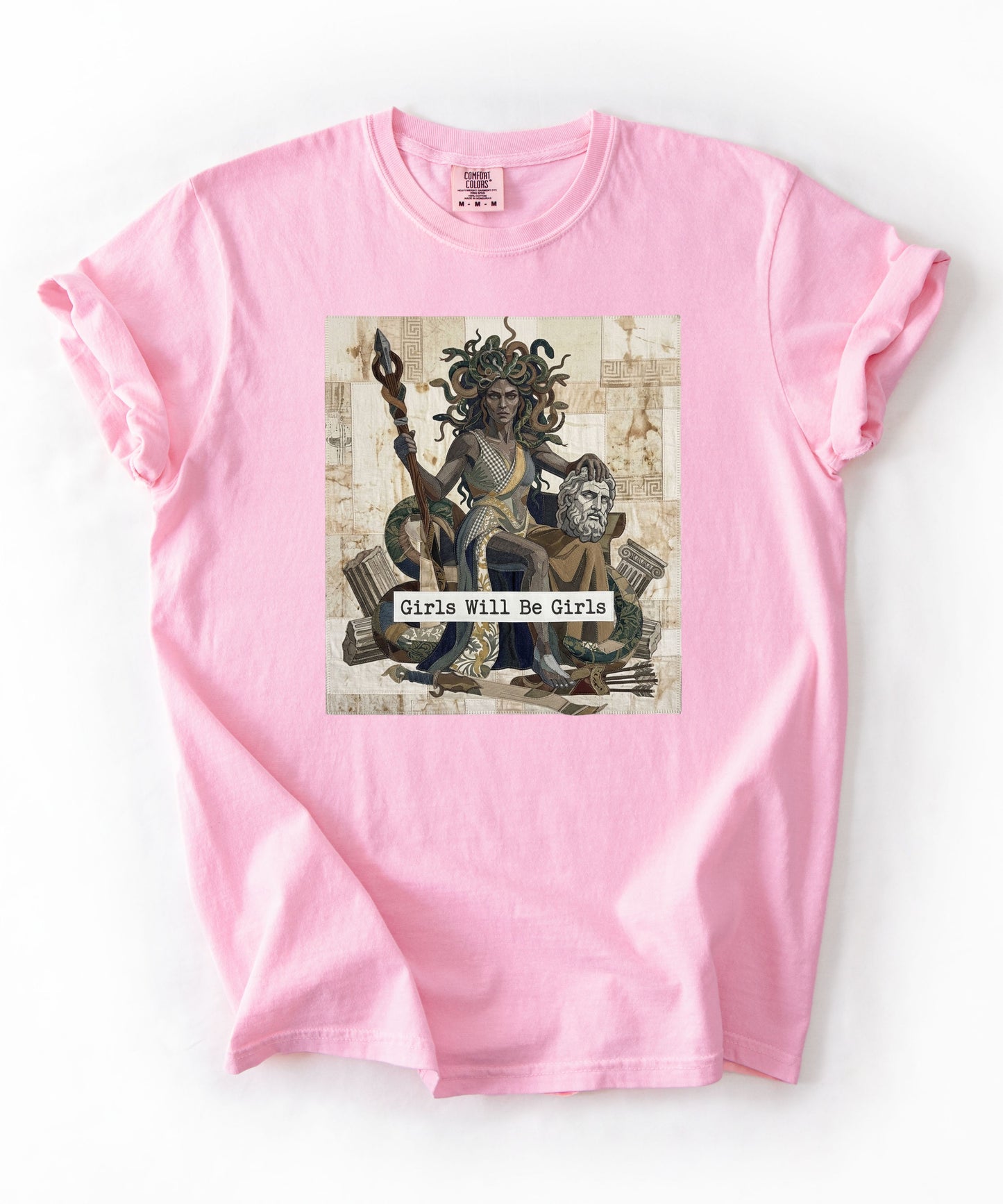 Medusa Girls Will Be Girls Dark Feminine Graphic Tee in Blossom garment-dyed cotton