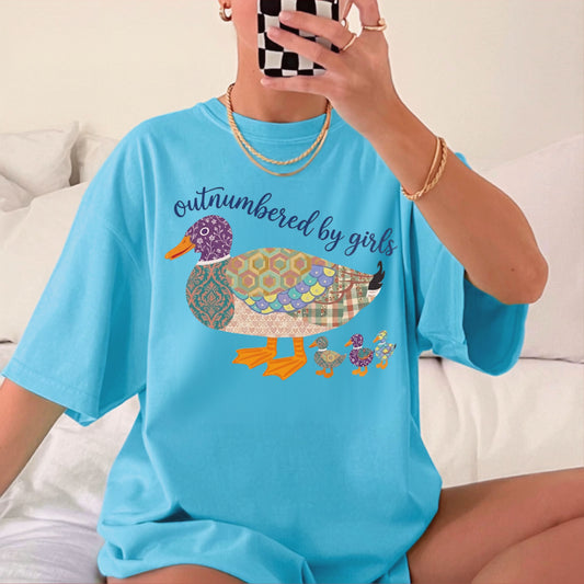 Duck Family "Outnumbered by Girls" Graphic T-Shirt – Lagoon Blue