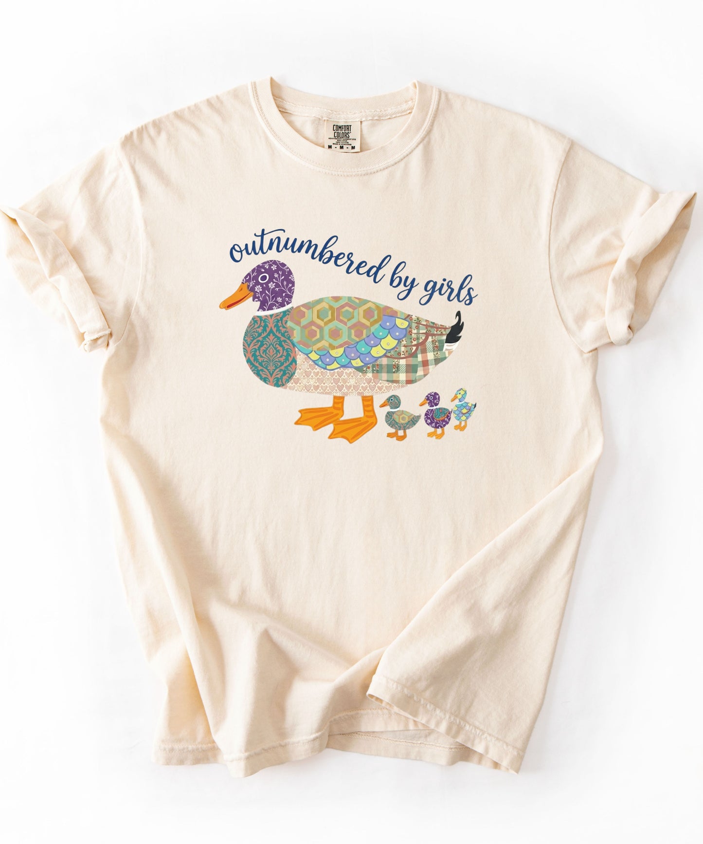 Duck Family "Outnumbered by Girls" Graphic T-Shirt – Ivory