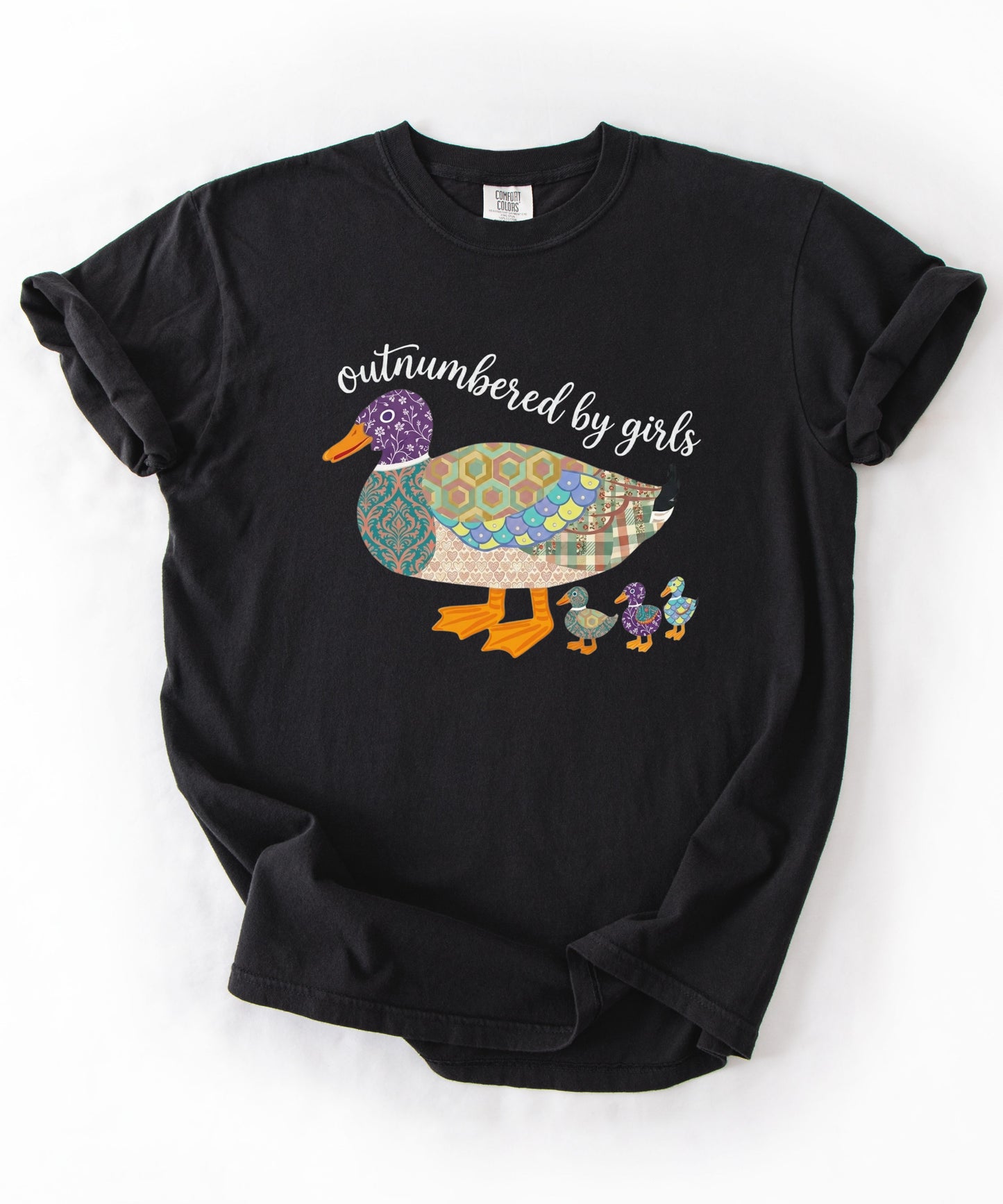 Duck Family "Outnumbered by Girls" Graphic T-Shirt – Black