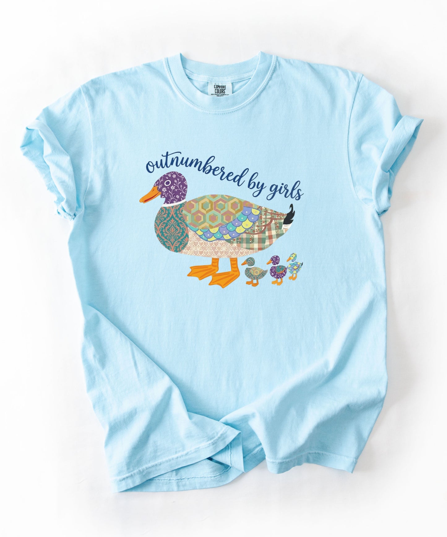 Duck Family "Outnumbered by Girls" Graphic T-Shirt – Chambray