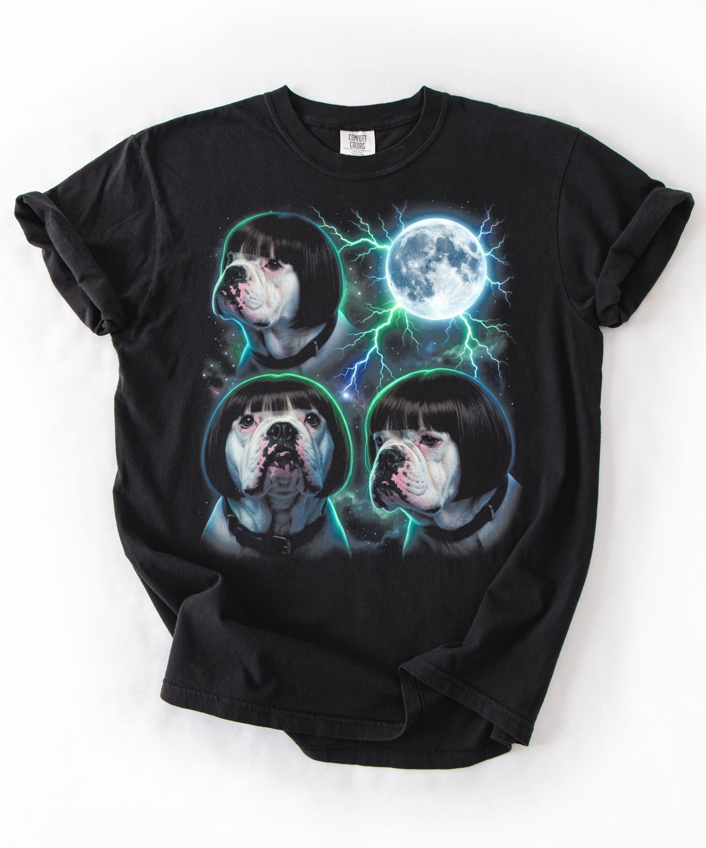 English Bulldog Bowl-Cut Bootleg Funny T-Shirt – Black