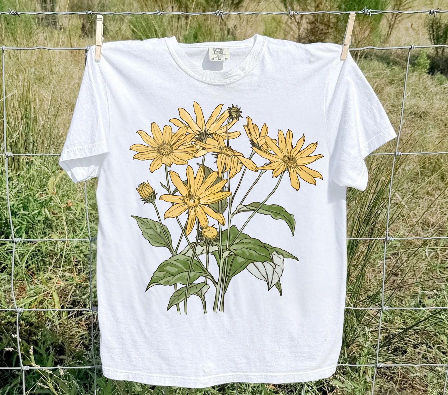 Art Nouveau Sunflower T-Shirt – WHITE