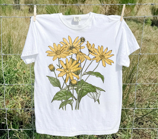 Art Nouveau Sunflower T-Shirt – WHITE