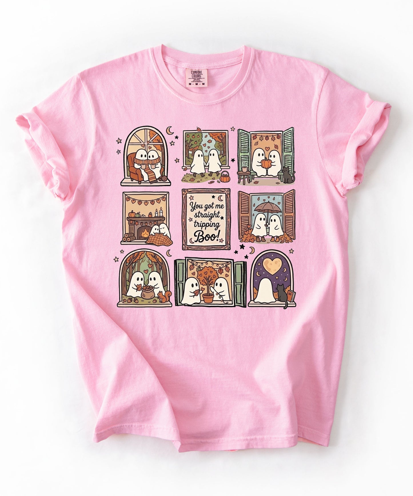 Blossom unisex ghost graphic tee - You Got Me Straight Tripping Boo print